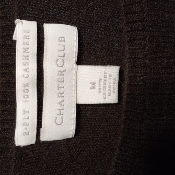 CHARTER CLUB 2-PLY 100% Cashmere Sweater (Medium) Dark Brown - Picture 3 of 3